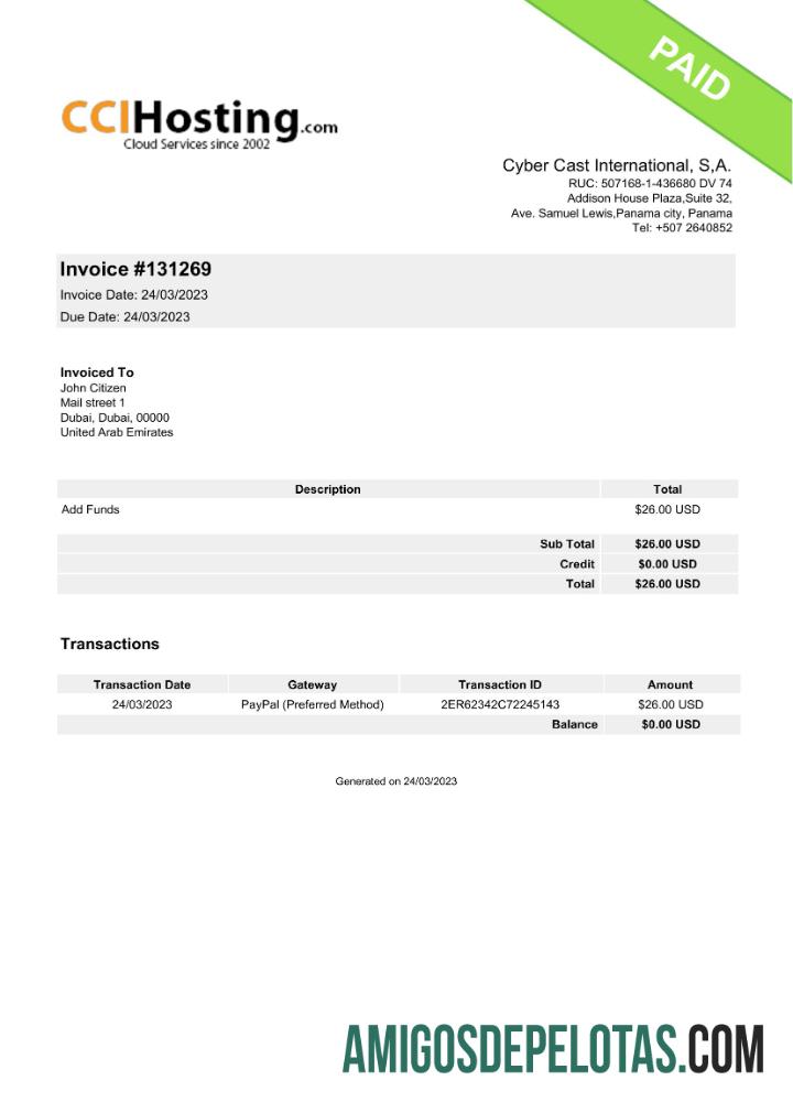 em branco Modelo Word e PDF de fatura internacional Cyber ​​Cast dos Emirados Árabes Unidos